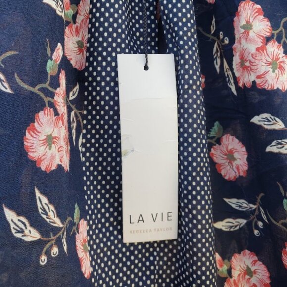 La Vie Rebecca Taylor 100% Cotton Adelle Floral Scarf Print Top - Picture 6 of 8